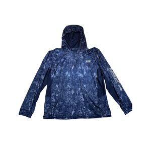 Silver Bait Mens XL Blue Performance Fishing Hoodie Sun Shirt Built-in Gaiter